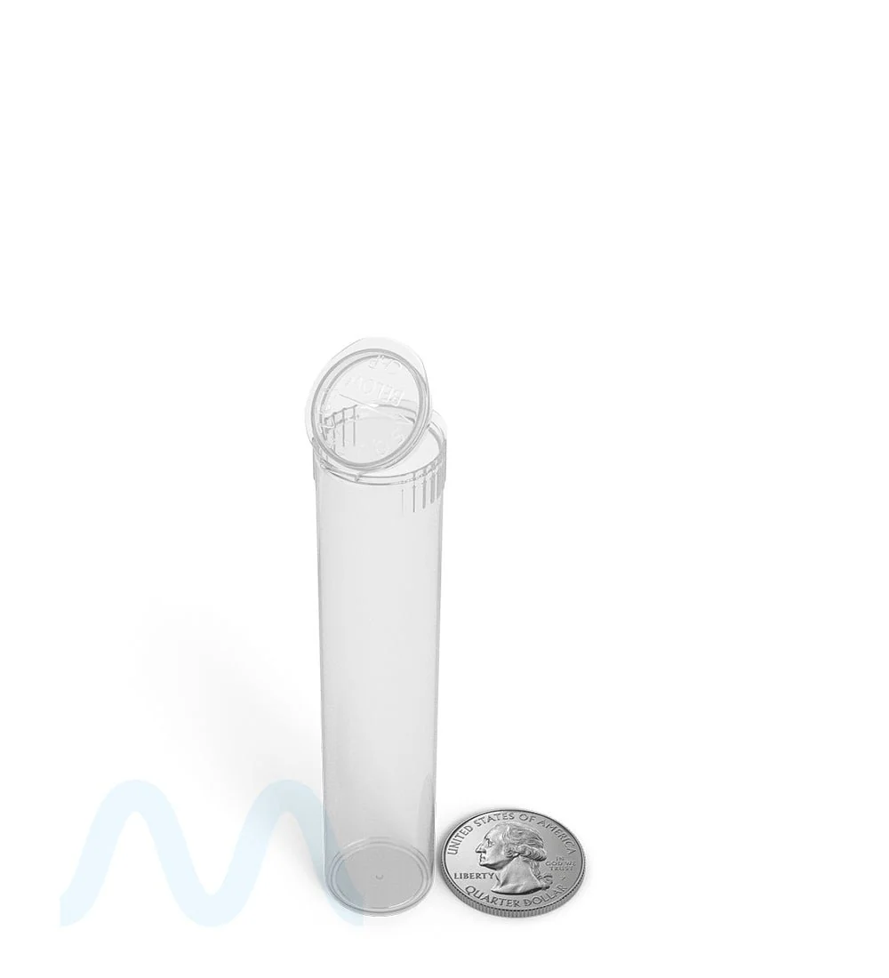 Child Resistant | Pop Top Plastic Pre-Roll Tubes (Open) | 90mm - Clear - 1000 Count - Image 9