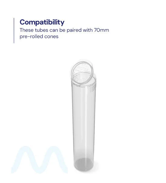 Child Resistant | Pop Top Plastic Pre-Roll Tubes (Open) | 78mm - Clear - 1200 Count - Image 12