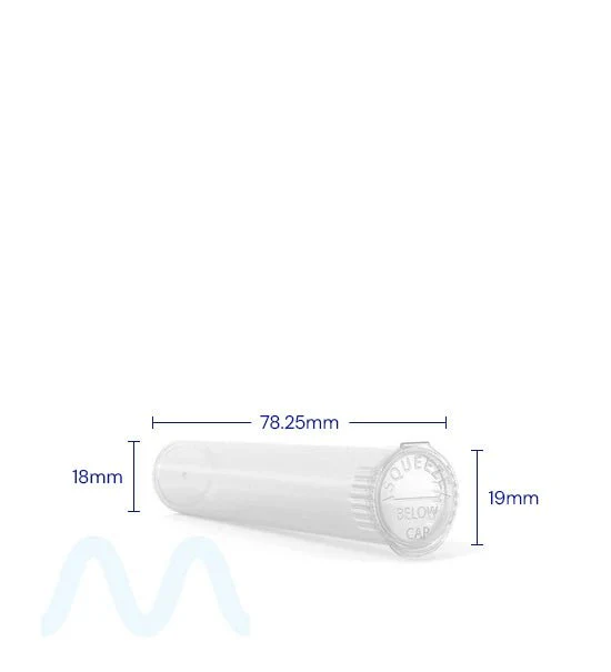 Child Resistant | Pop Top Plastic Pre-Roll Tubes (Open) | 78mm - Clear - 1200 Count - Image 13