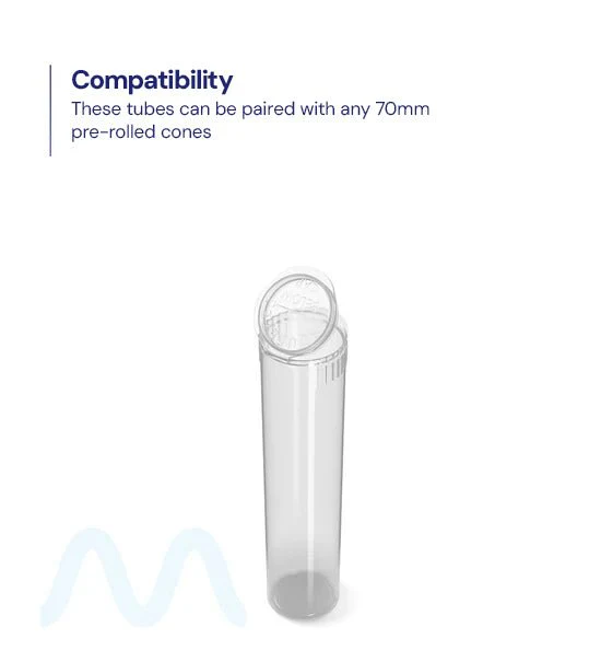 Child Resistant | Pop Top Plastic Pre-Roll Tubes | 80mm - Clear - 1000 Count - Image 4