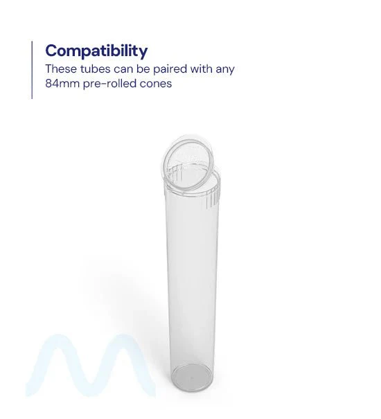Child Resistant | Pop Top Plastic Pre-Roll Tubes (Open) | 95mm - Clear - 1000 Count - Image 8