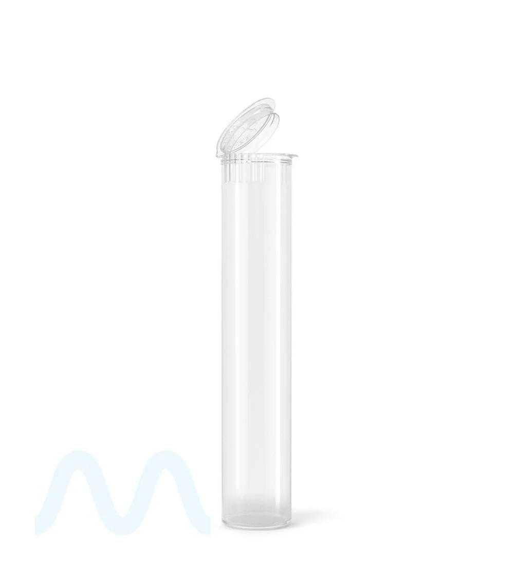 Child Resistant | Pop Top Plastic Pre-Roll Tubes (Open) | 98mm - Clear - 1000 Count
