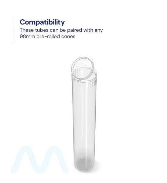 Child Resistant | Pop Top Plastic Pre-Roll Tubes (Open) | 98mm - Clear - 1000 Count - Image 8