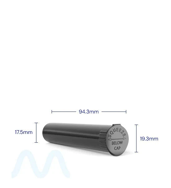 Child Resistant | Pop Top Opaque Plastic Pre-Roll Tubes | 95mm - Black - 1000 Count - Image 2