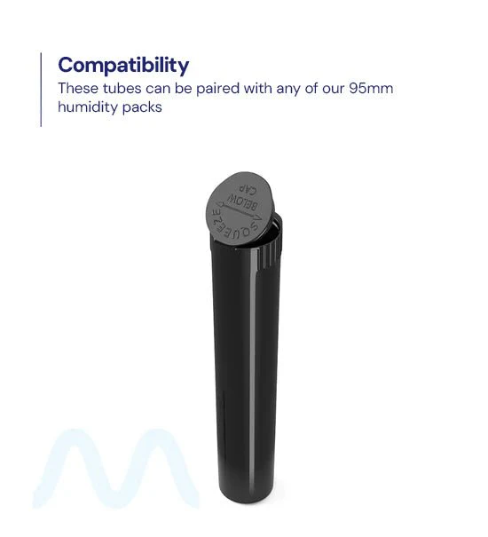 Child Resistant | Pop Top Opaque Plastic Pre-Roll Tubes | 95mm - Black - 1000 Count - Image 7
