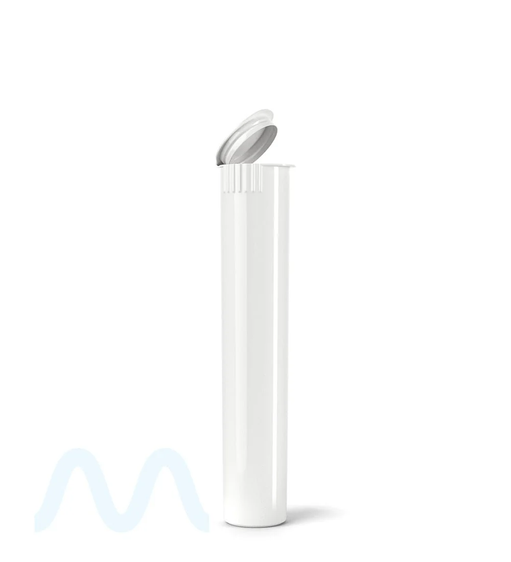 Child Resistant | Pop Top Opaque Plastic Pre-Roll Tubes (Open) | 95mm - White - 1000 Count
