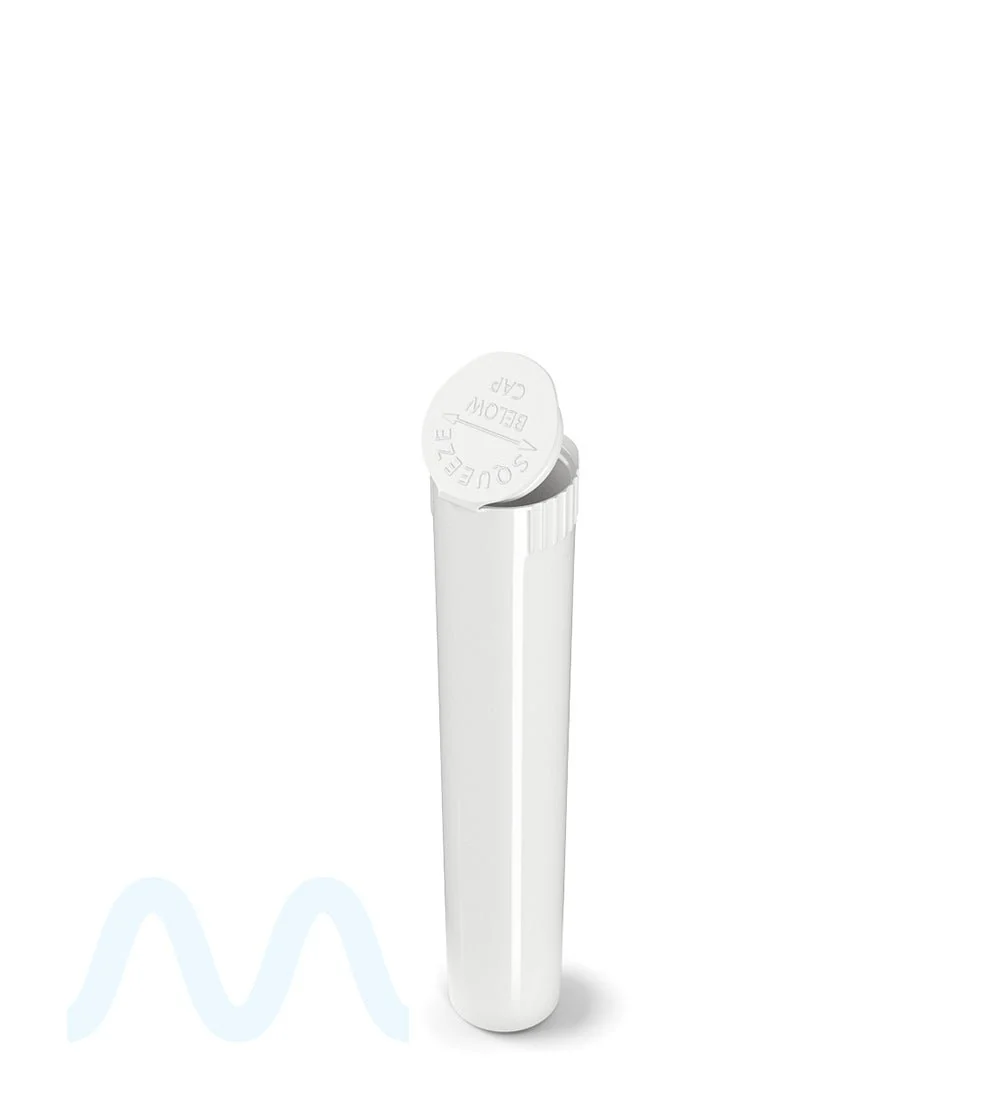 Child Resistant | Pop Top Opaque Plastic Pre-Roll Tubes (Open) | 95mm - White - 1000 Count - Image 7