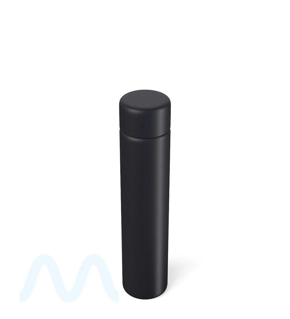 Child Resistant | Push Down and Turn Screw On Opaque Metal Pre-Roll Tubes w/ Cap | 95mm - Black - 100 Count - Image 3