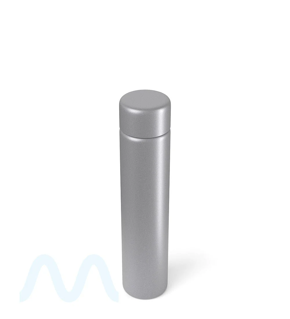 Child Resistant | Push Down and Turn Screw On Opaque Metal Pre-Roll Tubes w/ Cap | 95mm - Silver - 100 Count - Image 3