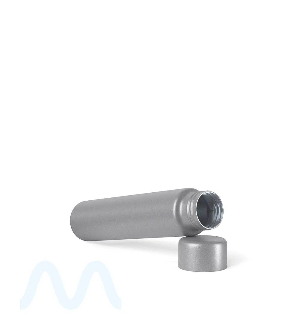 Child Resistant | Push Down and Turn Screw On Opaque Metal Pre-Roll Tubes w/ Cap | 95mm - Silver - 100 Count - Image 7