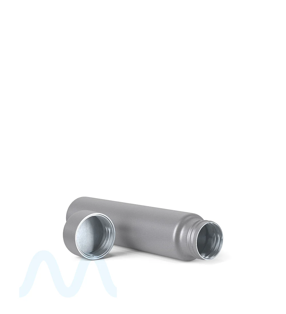Child Resistant | Push Down and Turn Screw On Opaque Metal Pre-Roll Tubes w/ Cap | 95mm - Silver - 100 Count - Image 8