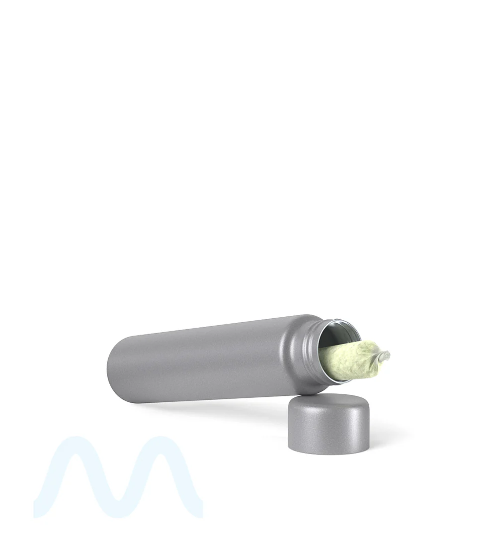 Child Resistant | Push Down and Turn Screw On Opaque Metal Pre-Roll Tubes w/ Cap | 95mm - Silver - 100 Count - Image 9