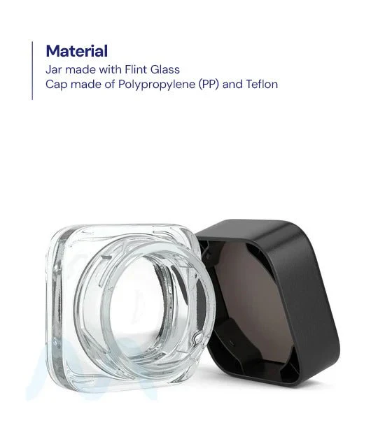 Child Resistant | Qube Clear Glass Concentrate Jar w/ Black Cap | 32mm - 5mL - 250 Count - Image 4