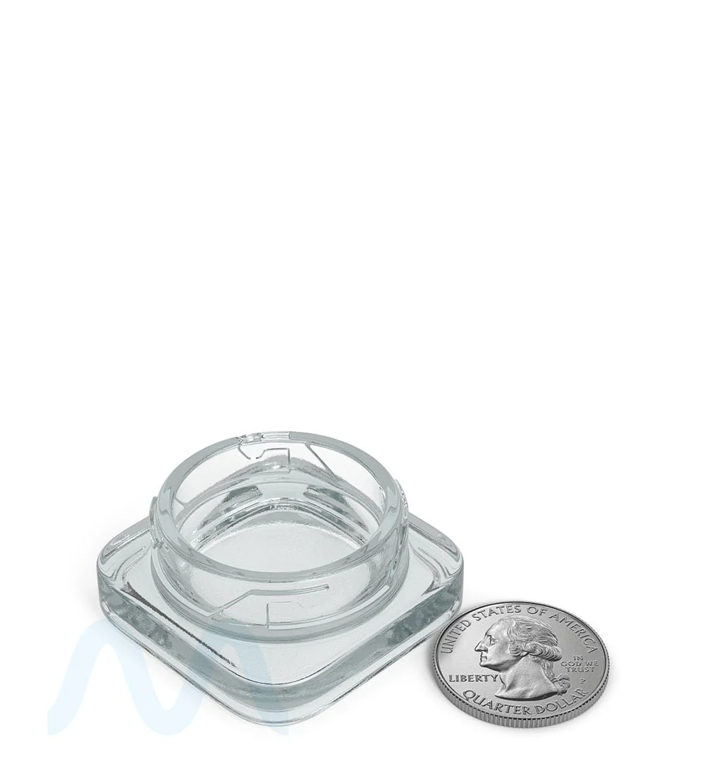 Child Resistant | Qube Clear Glass Concentrate Jar w/ Black Cap | 38mm - 9mL - 250 Count - Image 8