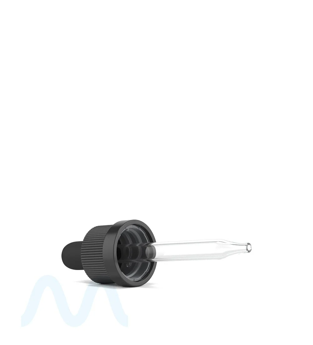 Child Resistant | Rectangular Glass Tincture Bottles w/ Black Ribbed Dropper Cap | 30mL - Matte Black - 120 Count - Image 9