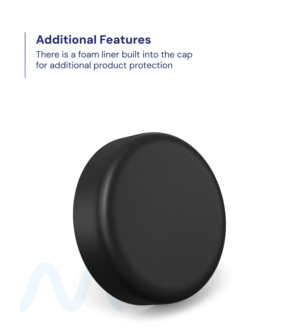 Child Resistant | Round Push Down & Turn Plastic PCR Caps w/ Foam Liner | 53mm - Matte Black - 100 Count - Image 3