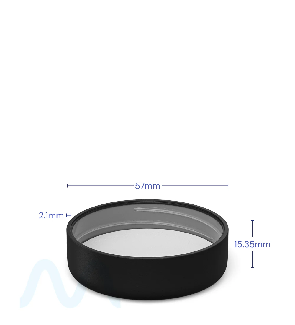 Child Resistant | Round Push Down & Turn Plastic PCR Caps w/ Foam Liner | 53mm - Matte Black - 100 Count - Image 5