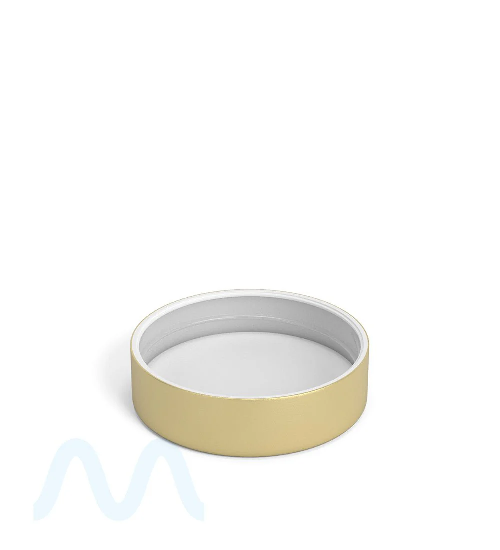 Child Resistant | Smooth Flat Push Down & Turn Plastic PCR Caps w/ Foam Liner | 50mm - Matte Gold - 100 Count - Image 2