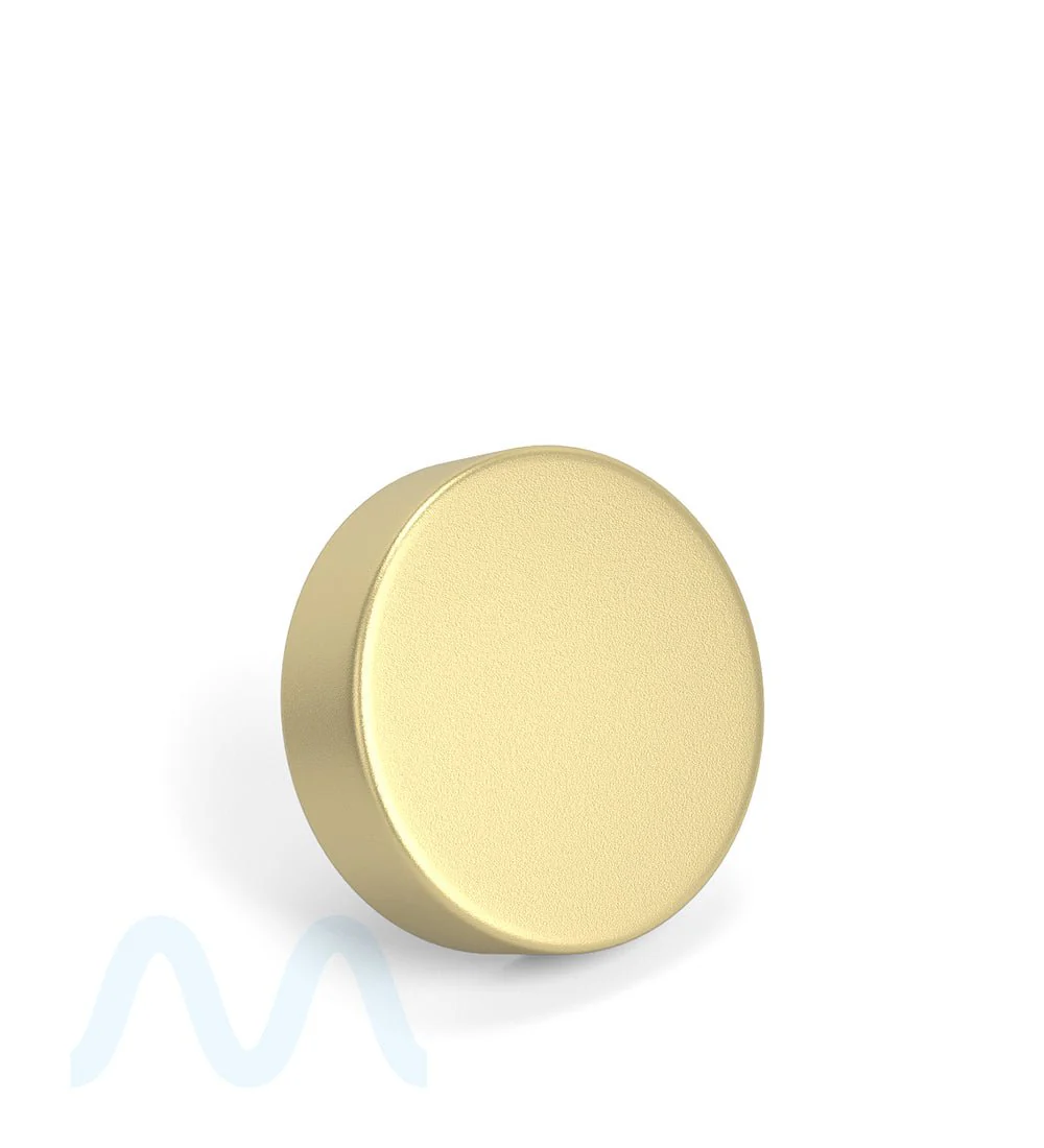 Child Resistant | Smooth Flat Push Down & Turn Plastic PCR Caps w/ Foam Liner | 50mm - Matte Gold - 100 Count - Image 3