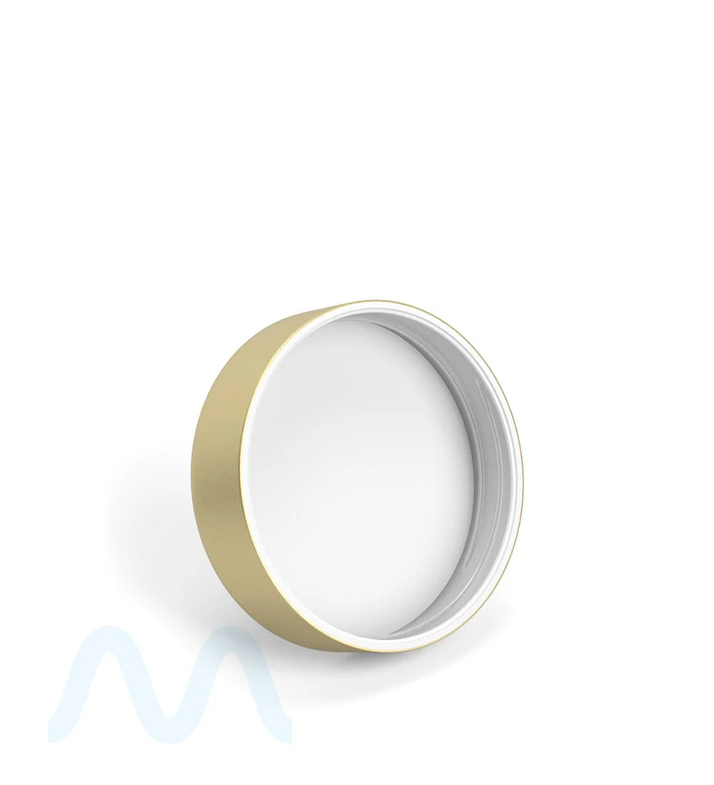 Child Resistant | Smooth Flat Push Down & Turn Plastic PCR Caps w/ Foam Liner | 50mm - Matte Gold - 100 Count - Image 4