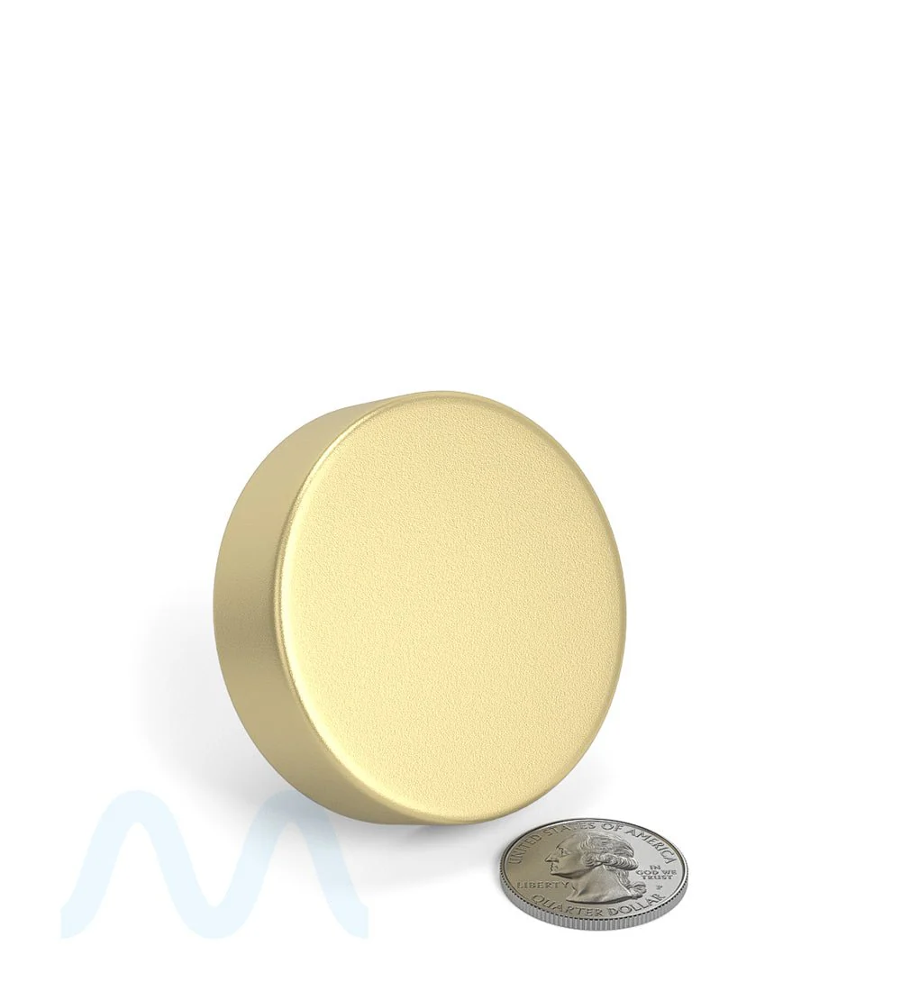 Child Resistant | Smooth Flat Push Down & Turn Plastic PCR Caps w/ Foam Liner | 50mm - Matte Gold - 100 Count - Image 5