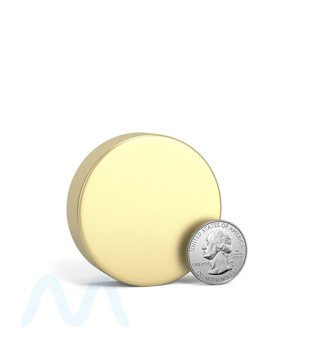 Child Resistant | Smooth Flat Push Down & Turn Plastic PCR Caps w/ Foam Liner | 50mm - Matte Gold - 100 Count - Image 6