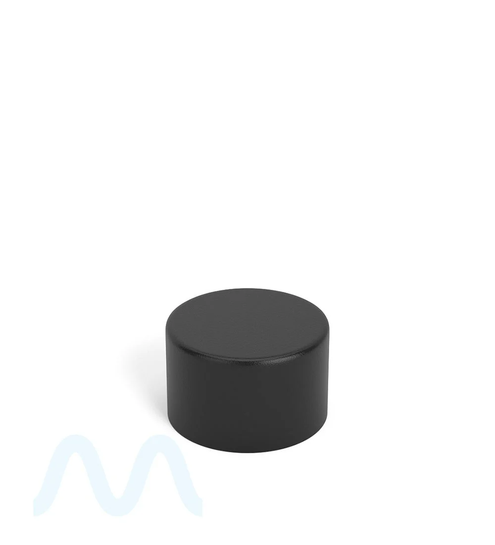 Child Resistant | Smooth Push Down & Turn Plastic Caps for Wide Body Glass PCR Tube | 28mm - Matte Black - 200 Count