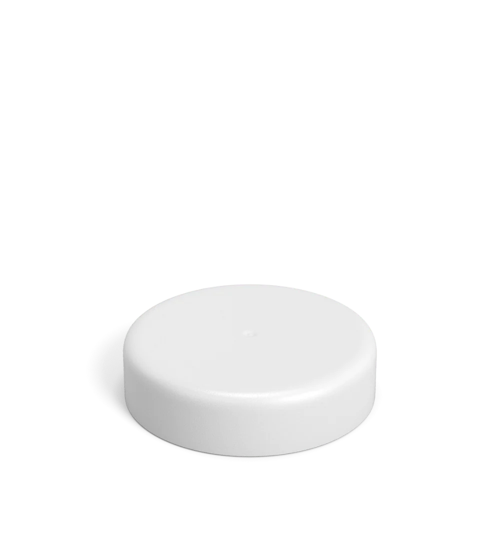 Child Resistant | Smooth Push Down & Turn Plastic Caps w/ Foil Liner | 53mm - Matte White - 120 Count