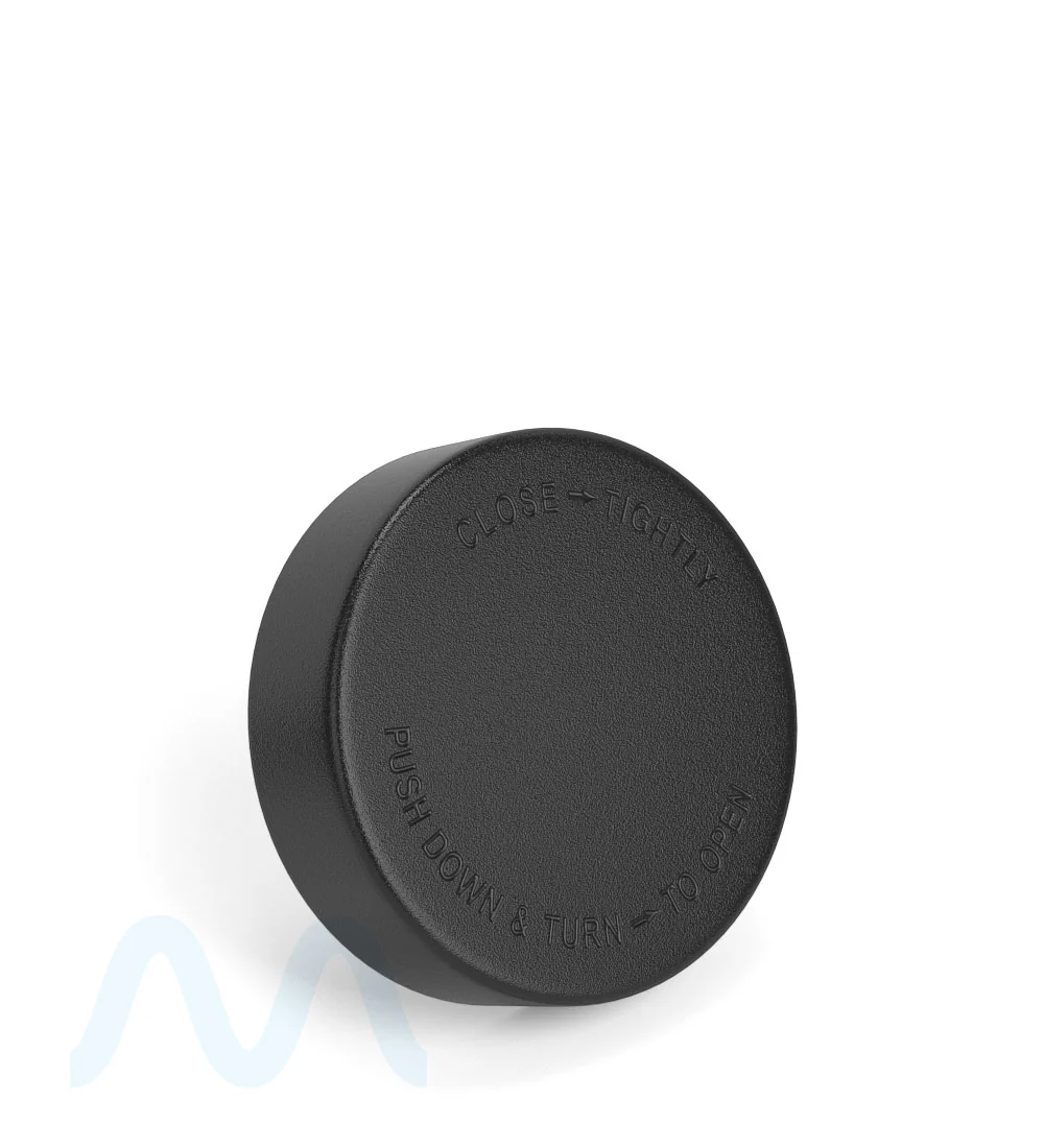 Child Resistant | Smooth Push Down & Turn Plastic Caps w/ Pressure Seal Liner | 50mm - Matte Black - 100 Count - Image 3