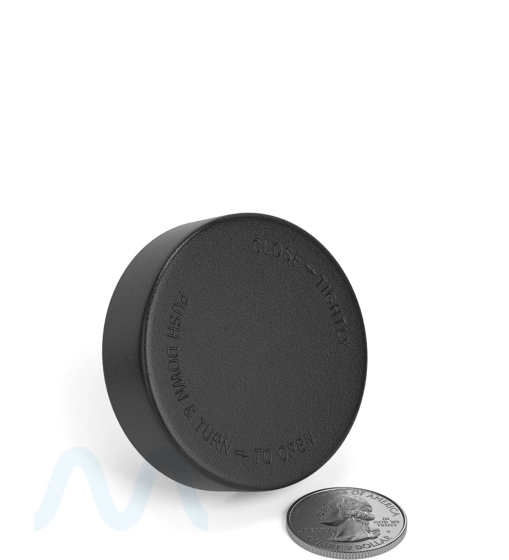 Child Resistant | Smooth Push Down & Turn Plastic Caps w/ Pressure Seal Liner | 50mm - Matte Black - 100 Count - Image 5