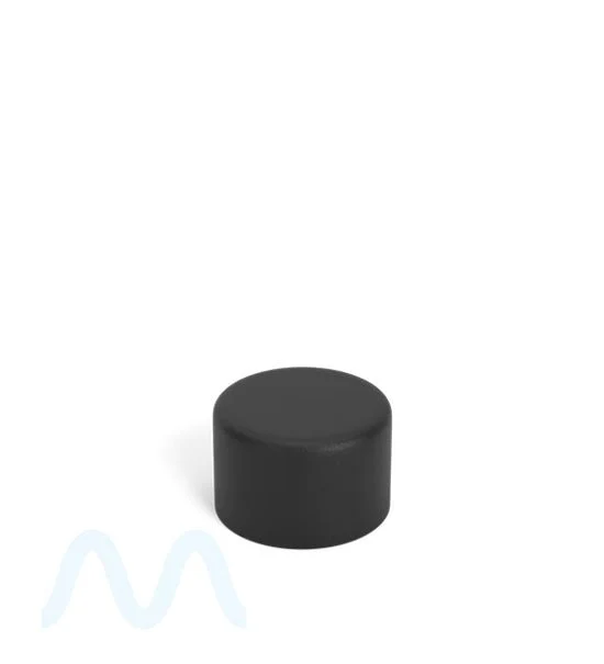Child Resistant | Smooth Push Down & Turn Plastic PCR Caps for Glass Tube w/ Foam Liner | 20mm - Matte Black - 400 Count
