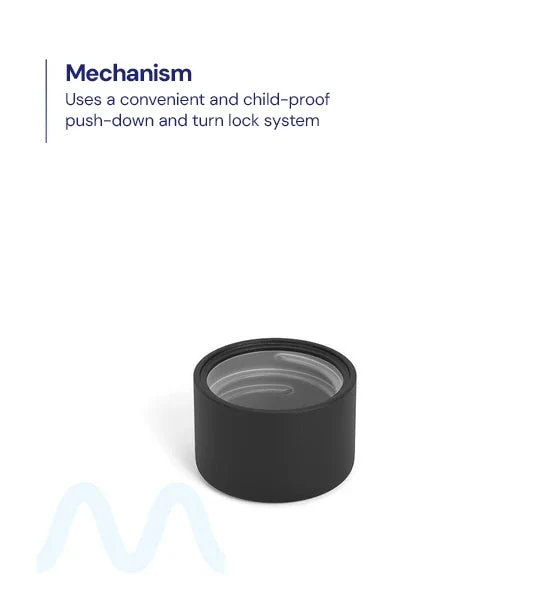 Child Resistant | Smooth Push Down & Turn Plastic PCR Caps for Glass Tube w/ Foam Liner | 20mm - Matte Black - 400 Count - Image 3