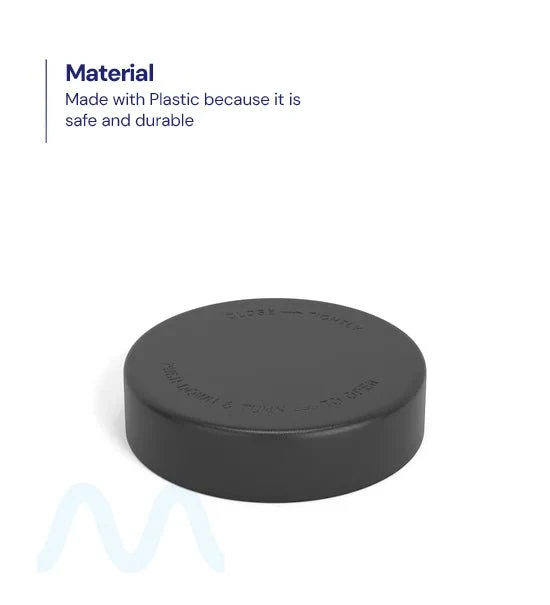 Child Resistant | Smooth Push Down & Turn Plastic PCR Caps w/ Foam Liner | 57mm - Semi Gloss Black - 72 Count - Image 2