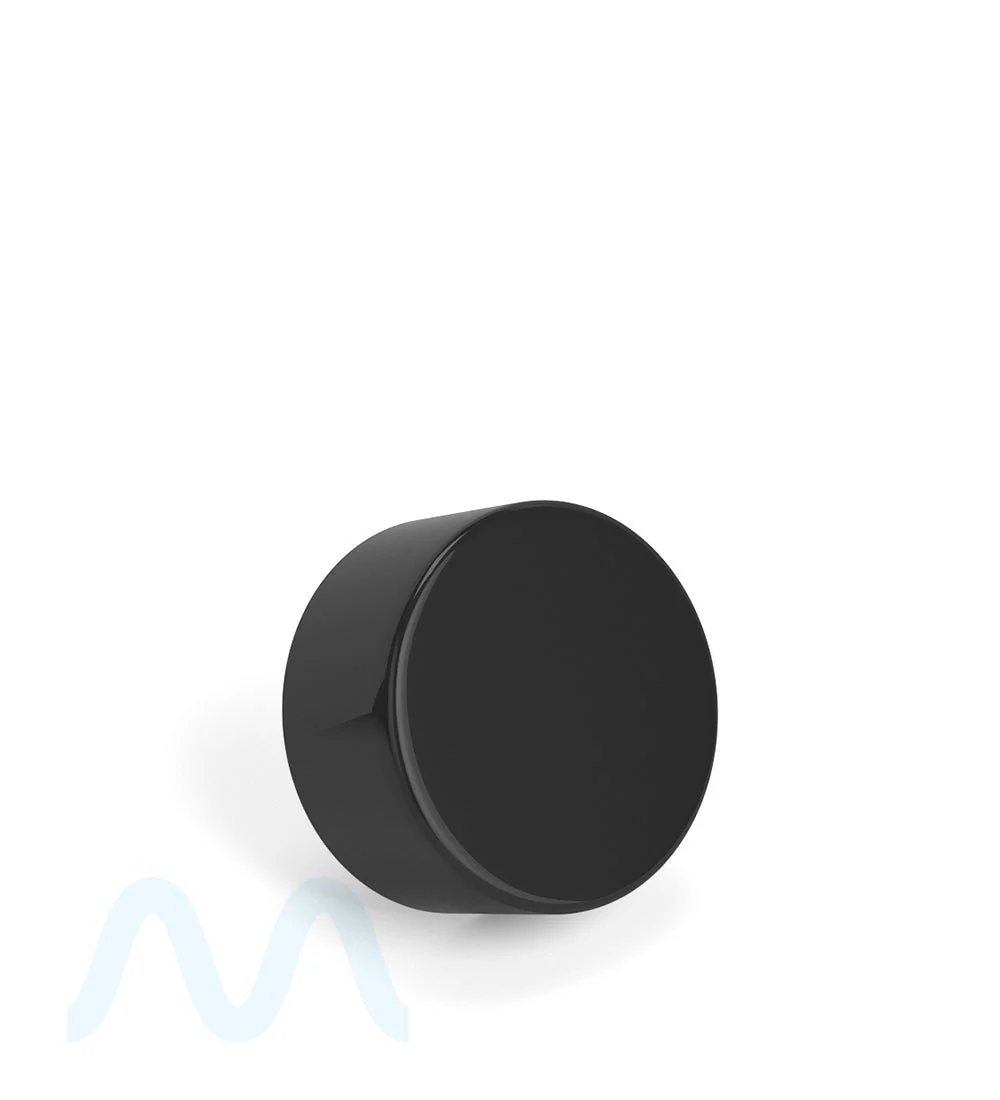 Child Resistant Smooth Push Down & Turn Plastic PCR Caps w/ Foil Liner | 28mm - Glossy Black | Sample - Image 2