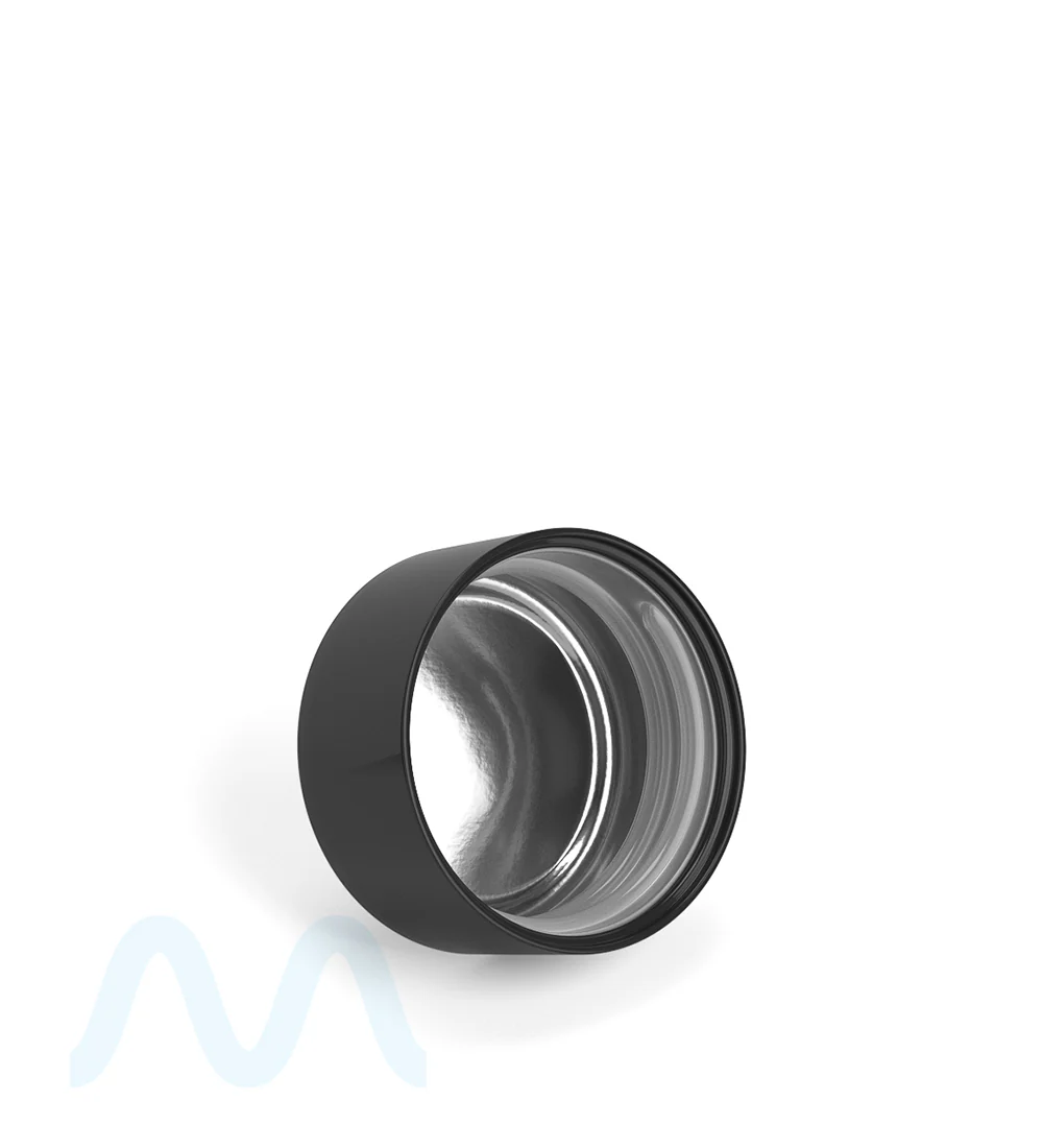 Child Resistant Smooth Push Down & Turn Plastic PCR Caps w/ Foil Liner | 28mm - Glossy Black | Sample - Image 4