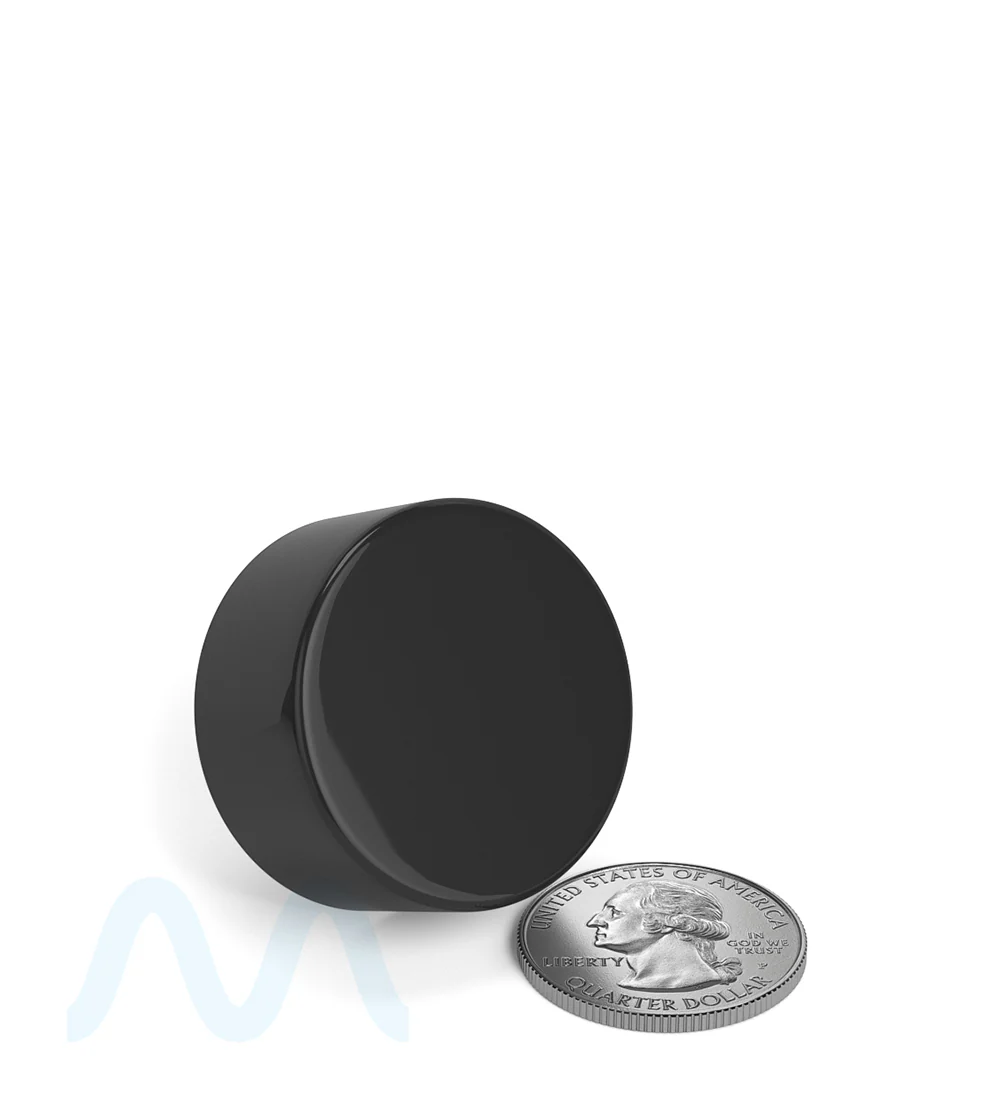 Child Resistant Smooth Push Down & Turn Plastic PCR Caps w/ Foil Liner | 28mm - Glossy Black | Sample - Image 5