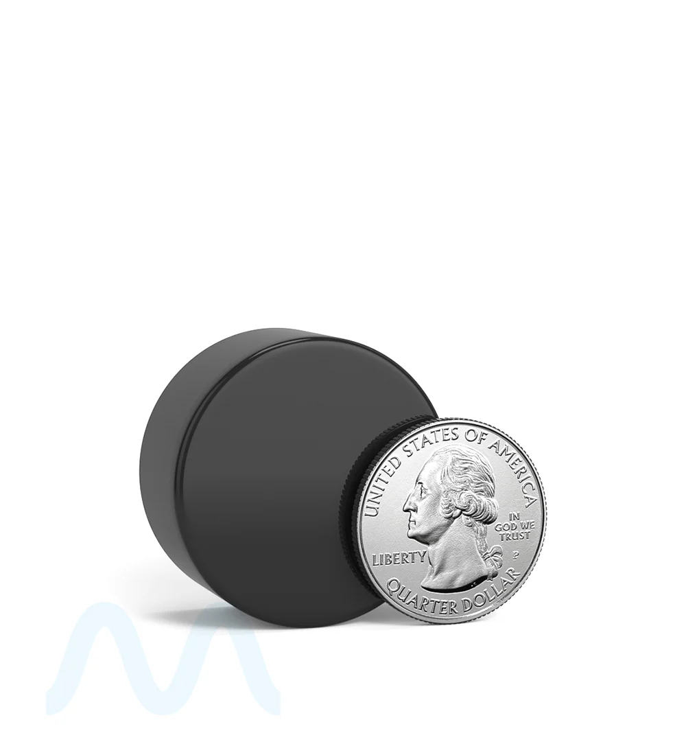 Child Resistant Smooth Push Down & Turn Plastic PCR Caps w/ Foil Liner | 28mm - Glossy Black | Sample - Image 6