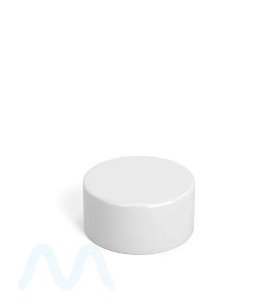 Child Resistant | Smooth Push Down & Turn Plastic PCR Caps w/ Foil Liner | 28mm - Glossy White - 504 Count