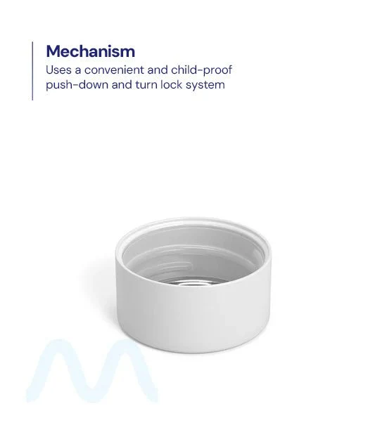 Child Resistant | Smooth Push Down & Turn Plastic PCR Caps w/ Foil Liner | 28mm - Glossy White - 504 Count - Image 3
