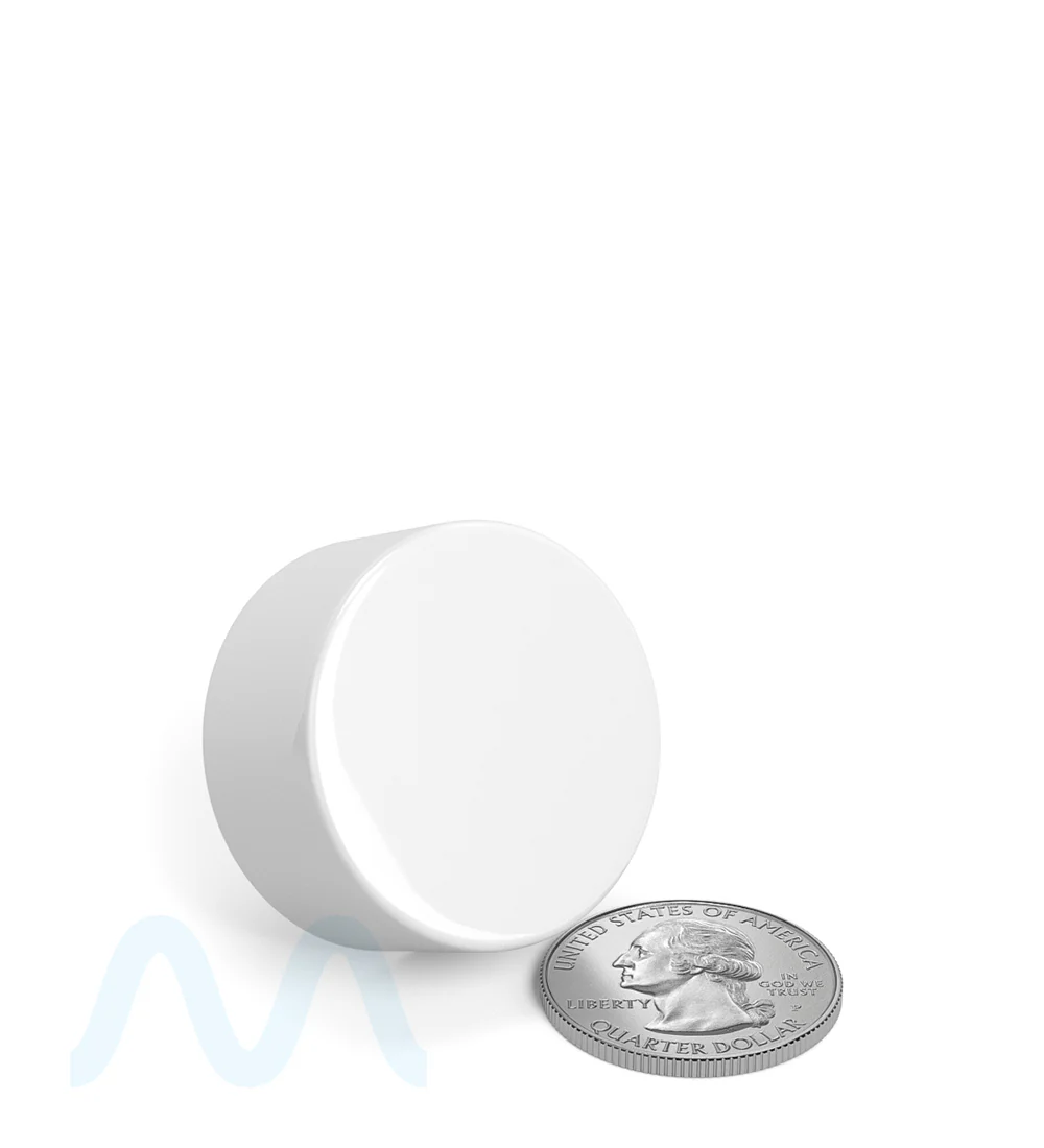 Child Resistant | Smooth Push Down & Turn Plastic PCR Caps w/ Foil Liner | 28mm - Glossy White - 504 Count - Image 4