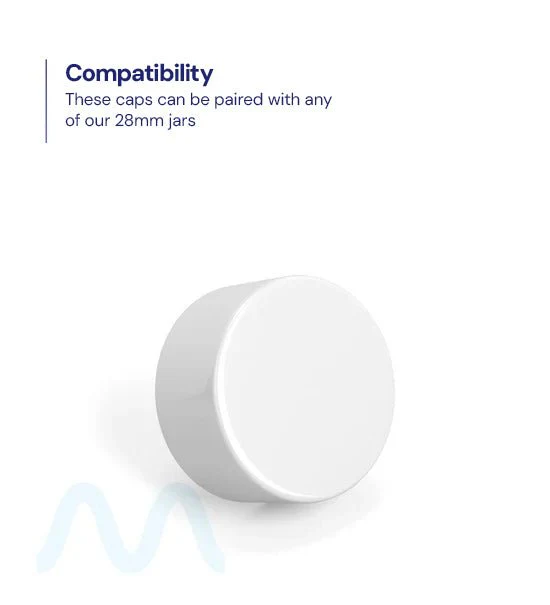 Child Resistant | Smooth Push Down & Turn Plastic PCR Caps w/ Foil Liner | 28mm - Glossy White - 504 Count - Image 6