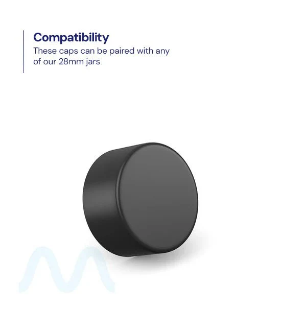 Child Resistant | Smooth Push Down & Turn Plastic PCR Caps w/ Foil Liner | 28mm - Matte Black - 504 Count - Image 4