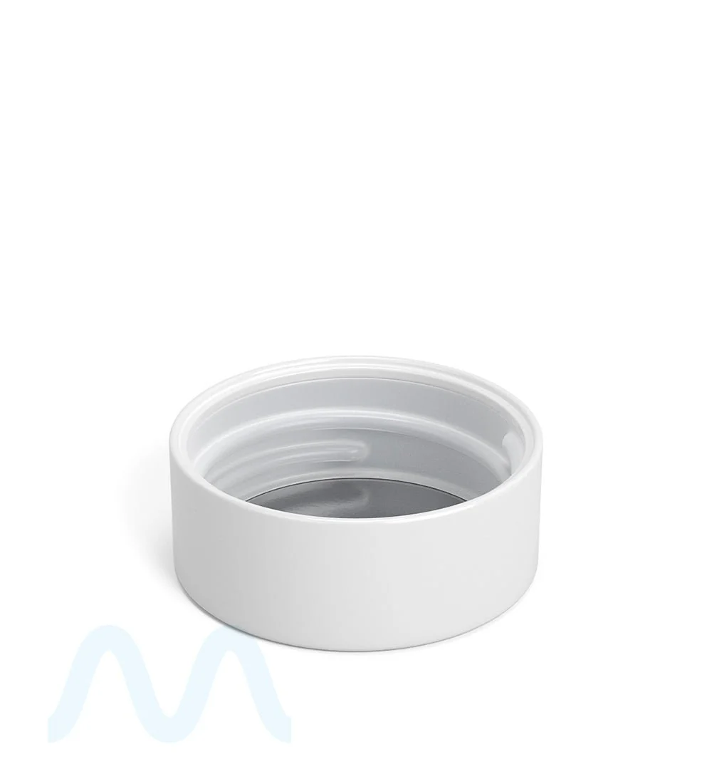 Child Resistant | Smooth Push Down & Turn Plastic PCR Caps w/ Foil Liner | 38mm - Glossy White - 320 Count - Image 2