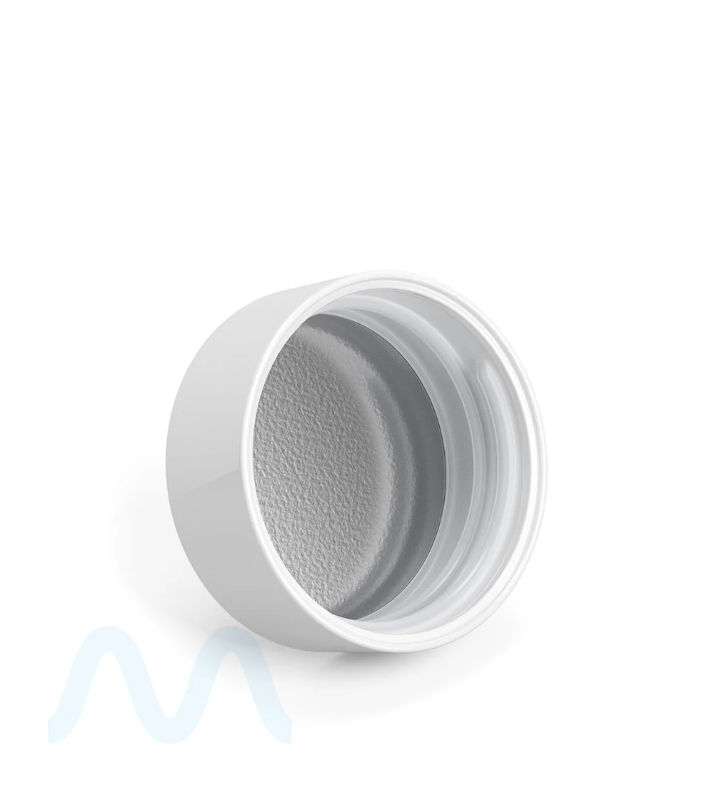 Child Resistant | Smooth Push Down & Turn Plastic PCR Caps w/ Foil Liner | 38mm - Glossy White - 320 Count - Image 4