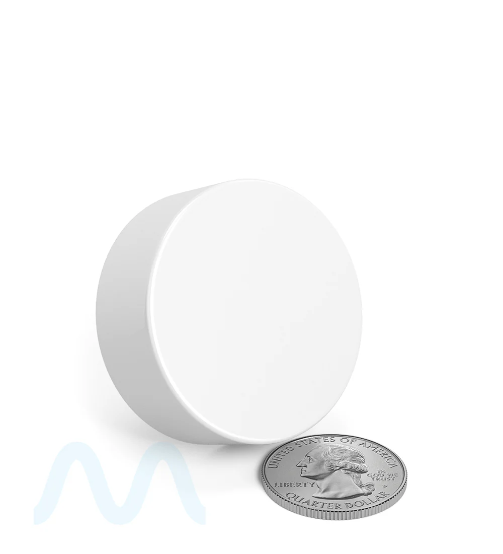 Child Resistant | Smooth Push Down & Turn Plastic PCR Caps w/ Foil Liner | 38mm - Glossy White - 320 Count - Image 5