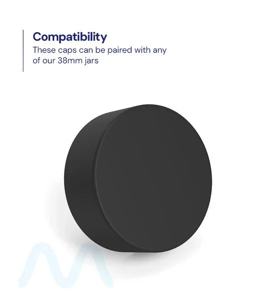 Child Resistant | Smooth Push Down & Turn Plastic PCR Caps w/ Foil Liner | 38mm - Matte Black - 320 Count - Image 4