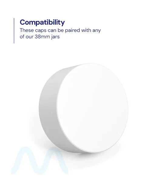 Child Resistant | Smooth Push Down & Turn Plastic PCR Caps w/ Foil Liner | 38mm - Matte White - 320 Count - Image 2