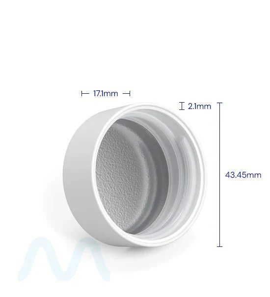 Child Resistant | Smooth Push Down & Turn Plastic PCR Caps w/ Foil Liner | 38mm - Matte White - 320 Count - Image 3