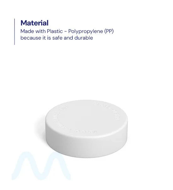Child Resistant | Smooth Push Down & Turn Plastic PCR Caps w/ Text & Foam Liner | 50mm - Matte White - 100 Count - Image 2