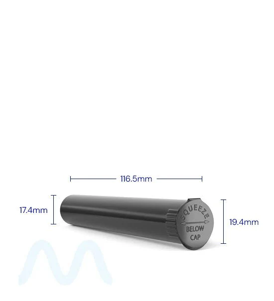 Child Resistant & Sustainable | 100% Biodegradable Pop Top Plastic Pre-Roll Tubes | 116mm - Black - 1000 Count - Image 4